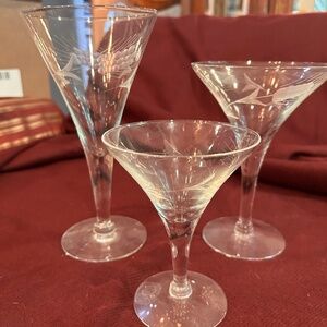 Vintage Hand Cut Wheat Pattern Goblets